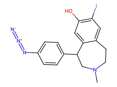 7-Iodo-8-hydroxy-3-methyl-1-(4-azidophenyl)-2,3,4,5-tetrahydro-1H-3-benzazepine structure