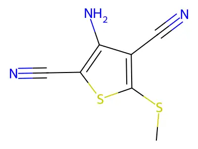 2,4-Dicyano-3-amino-5-methylthiothiophene structure