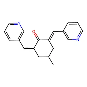 (2Z,6E)-4-methyl-2,6-bis(pyridin-3-ylmethylidene)cyclohexan-1-one structure