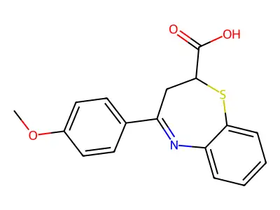 4-(4-Methoxyphenyl)-2,3-dihydro-1,5-benzothiazepine-2-carboxylic acid structure