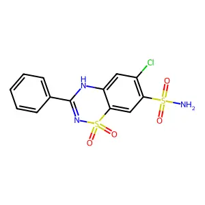 2H-1,2,4-Benzothiadiazine-7-sulfonamide, 6-chloro-3-phenyl-, 1,1-dioxide structure
