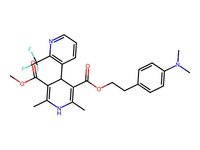 (3,4'-Bipyridine)-3',5'-dicarboxylic acid, 1',4'-dihydro-2',6'-dimethyl-2-(trifluoromethyl)-,2-(4-(dimethylamino)phenyl)ethyl methyl ester structure