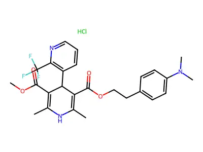 (3,4'-Bipyridine)-3',5'-dicarboxylic acid, 1',4'-dihydro-2',6'-dimethyl-2-(trifluoromethyl)-,2-(4-(dimethylamino)phenyl)ethyl methyl ester, monohydrochloride structure