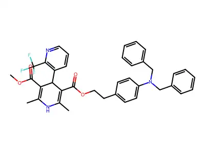 (3,4'-Bipyridine)-3',5'-dicarboxylic acid, 1',4'-dihydro-2',6'-dimethyl-2-(trifluoromethyl)-,2-(4-(bis(phenylmethyl)amino)phenyl)ethyl methyl ester structure