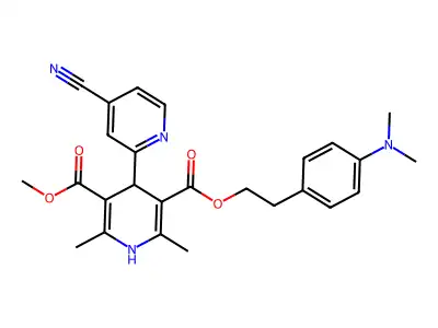 (2,4'-Bipyridine)-3',5'-dicarboxylic acid, 1',4'-dihydro-4-cyano-2',6'-dimethyl-, 2-(4-(dimethylamino)phenyl)ethyl methyl ester structure