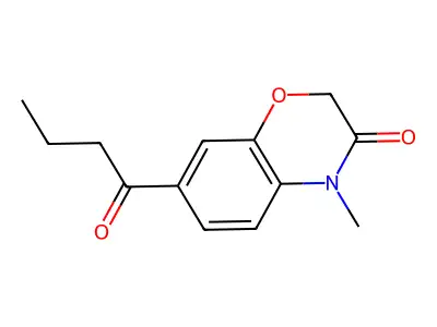 2H-1,4-Benzoxazin-3(4H)-one, 4-methyl-7-(1-oxobutyl)- structure