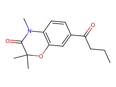 2H-1,4-Benzoxazin-3(4H)-one, 7-(1-oxobutyl)-2,2,4-trimethyl- structure