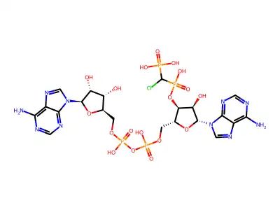 beta,beta'-monochloromethylene diadenosine 5',5'''-P(1),P(4)-tetraphosphate structure