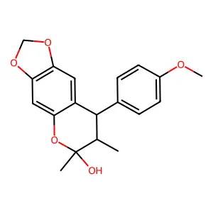 7,8-Dihydro-8-(4-methoxyphenyl)-6,7-dimethyl-6H-1,3-dioxolo(4,5-g)(1)benzopyran-6-ol structure