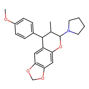1-(7,8-Dihydro-8-(4-methoxyphenyl)-7-methyl-6H-1,3-dioxolo(4,5-g)(1)benzopyran-6-yl)pyrrolidine structure
