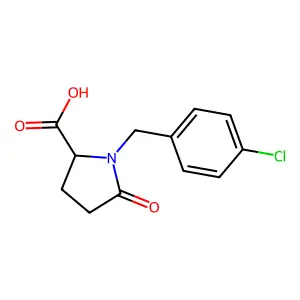 1-[(4-Chlorophenyl)methyl]-5-oxopyrrolidine-2-carboxylic acid structure