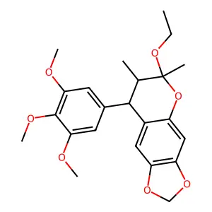 6-Ethoxy-7,8-dihydro-6,7-dimethyl-8-(3,4,5-trimethoxyphenyl)-6H-1,3-dioxolo(4,5-g)(1)benzopyran structure