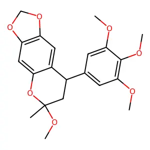 6H-1,3-Dioxolo(4,5-g)(1)benzopyran, 7,8-dihydro-6-methoxy-6-methyl-8-(3,4,5-trimethoxyphenyl)- structure