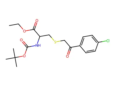 ethyl 2-[(tert-butoxycarbonyl)amino]-3-{[2-(4-chlorophenyl)-2-oxoethyl]sulfanyl}propanoate structure