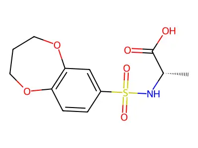 (2S)-2-(3,4-Dihydro-2H-1,5-benzodioxepine-7-sulfonamido)propanoic acid structure
