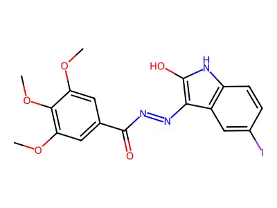 N'-(5-iodo-2-oxoindol-3-yl)-3,4,5-trimethoxybenzohydrazide structure