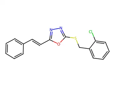 2-[(2-Chlorophenyl)methylsulfanyl]-5-(2-phenylethenyl)-1,3,4-oxadiazole structure