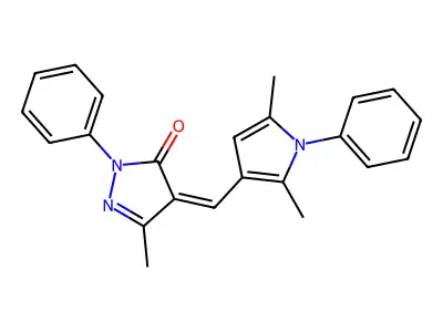 4-[(2,5-Dimethyl-1-phenylpyrrol-3-yl)methylidene]-5-methyl-2-phenylpyrazol-3-one structure