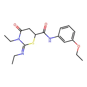 N-(3-ethoxyphenyl)-3-ethyl-2-ethylimino-4-oxo-1,3-thiazinane-6-carboxamide structure