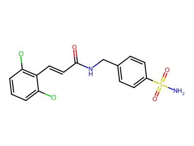 N-[4-(aminosulfonyl)benzyl]-3-(2,6-dichlorophenyl)acrylamide structure