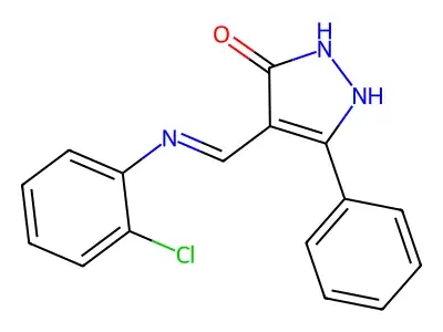 4-[(2-chloroanilino)methylene]-5-phenyl-2,4-dihydro-3H-pyrazol-3-one structure