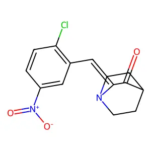 (2Z)-2-[(2-chloro-5-nitrophenyl)methylidene]-1-azabicyclo[2.2.2]octan-3-one structure