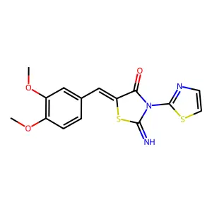 (Z)-5-(3,4-dimethoxybenzylidene)-2-imino-3-(thiazol-2-yl)thiazolidin-4-one structure