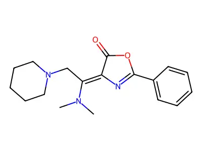 4-[1-(Dimethylamino)-2-piperidin-1-ylethylidene]-2-phenyl-1,3-oxazol-5-one structure