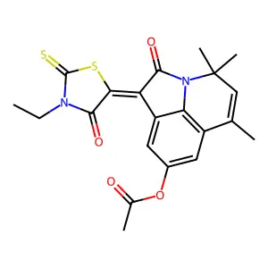 (1Z)-1-(3-ethyl-4-oxo-2-thioxo-1,3-thiazolidin-5-ylidene)-4,4,6-trimethyl-2-oxo-1,2-dihydro-4H-pyrrolo[3,2,1-ij]quinolin-8-yl acetate structure