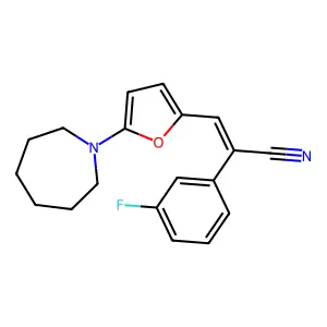 (E)-3-[5-(azepan-1-yl)furan-2-yl]-2-(3-fluorophenyl)prop-2-enenitrile structure