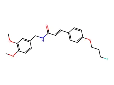 N-[(3,4-dimethoxyphenyl)methyl]-3-[4-(3-fluoropropoxy)phenyl]prop-2-enamide structure