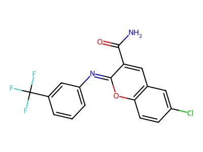 (2Z)-6-chloro-2-{[3-(trifluoromethyl)phenyl]imino}-2H-chromene-3-carboxamide structure
