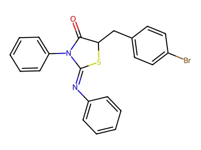 (2Z)-5-(4-bromobenzyl)-3-phenyl-2-(phenylimino)-1,3-thiazolidin-4-one structure