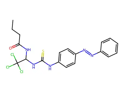 N-{2,2,2-Trichloro-1-[3-(4-phenylazo-phenyl)-thioureido]-ethyl}-butyramide structure