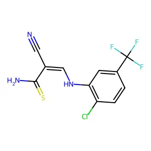 (2Z)-3-{[2-chloro-5-(trifluoromethyl)phenyl]amino}-2-cyanoprop-2-enethioamide structure