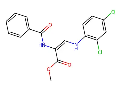 Methyl 2-benzamido-3-(2,4-dichloroanilino)prop-2-enoate structure