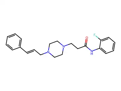 N-(2-fluorophenyl)-3-[4-[(E)-3-phenylprop-2-enyl]piperazin-1-yl]propanamide structure