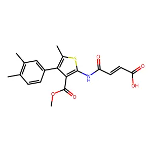 (E)-4-[[4-(3,4-dimethylphenyl)-3-methoxycarbonyl-5-methylthiophen-2-yl]amino]-4-oxobut-2-enoic acid structure