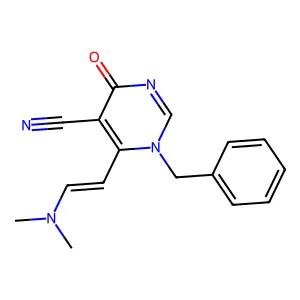 1-Benzyl-6-[2-(dimethylamino)vinyl]-4-oxo-1,4-dihydro-5-pyrimidinecarbonitrile structure