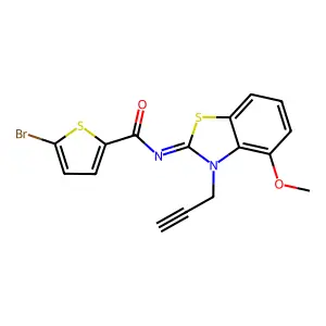 5-bromo-N-(4-methoxy-3-prop-2-ynyl-1,3-benzothiazol-2-ylidene)thiophene-2-carboxamide structure