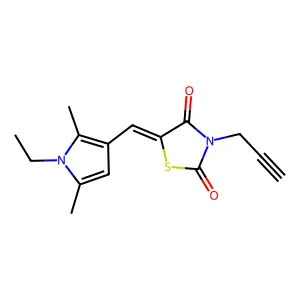 (5E)-5-[(1-ethyl-2,5-dimethyl-1H-pyrrol-3-yl)methylidene]-3-(prop-2-yn-1-yl)-1,3-thiazolidine-2,4-dione structure