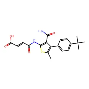 (2E)-3-(N-{4-[4-(tert-butyl)phenyl]-3-carbamoyl-5-methyl(2-thienyl)}carbamoyl) prop-2-enoic acid structure
