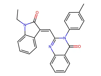 2-[(E)-(1-ethyl-2-oxoindol-3-ylidene)methyl]-3-(4-methylphenyl)quinazolin-4-one structure