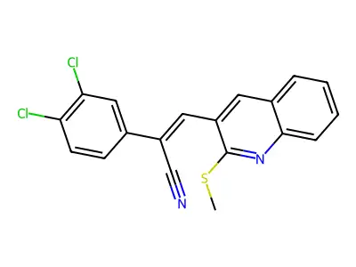 2-(3,4-Dichlorophenyl)-3-(2-methylsulfanylquinolin-3-yl)prop-2-enenitrile structure