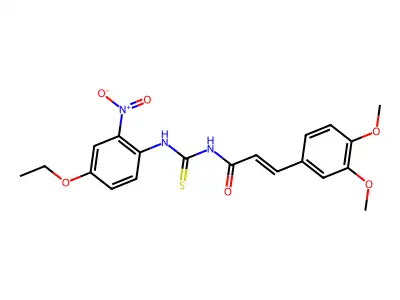 (E)-3-(3,4-dimethoxyphenyl)-N-[(4-ethoxy-2-nitrophenyl)carbamothioyl]prop-2-enamide structure