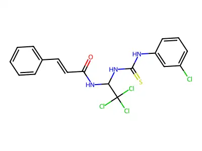 (E)-3-phenyl-N-[2,2,2-trichloro-1-[(3-chlorophenyl)carbamothioylamino]ethyl]prop-2-enamide structure