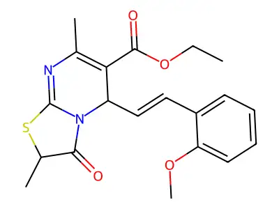 ethyl 5-[(E)-2-(2-methoxyphenyl)ethenyl]-2,7-dimethyl-3-oxo-2,3-dihydro-5H-[1,3]thiazolo[3,2-a]pyrimidine-6-carboxylate structure