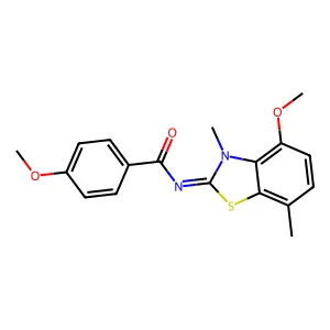 4-methoxy-N-(4-methoxy-3,7-dimethyl-1,3-benzothiazol-2-ylidene)benzamide structure