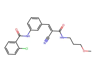 2-chloro-N-(3-{2-cyano-2-[(3-methoxypropyl)carbamoyl]eth-1-en-1-yl}phenyl)benzamide structure