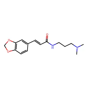 (E)-3-(1,3-benzodioxol-5-yl)-N-[3-(dimethylamino)propyl]prop-2-enamide structure